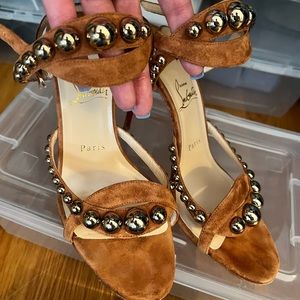 CHRISTIAN LOUBOUTINS SUADE STUDDED ACCENTS SANDALS